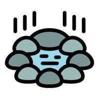 Rain falling on hot spring stones creating relaxing atmosphere vector