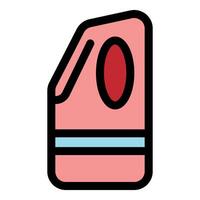 Pink cleaning detergent for washing machines in plastic container with measuring cap vector