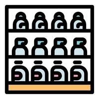 Supermarket shelf displaying various cleaning products and bottles vector