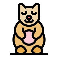 Cute quokka hugging a pink ball with closed eyes and smiling face vector