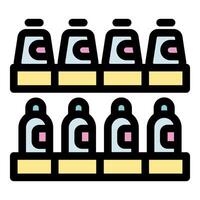 Supermarket shelf displaying cleaning products bottles in order vector