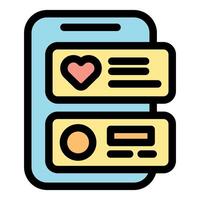 Smartphone showing notifications with heart and slider icons, social media and user interface design vector
