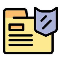 Secure folder protecting valuable data with shield icon vector