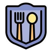 Fork and spoon inside a shield representing food safety and quality control vector
