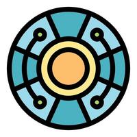 Round futuristic technological object showing digital connections vector