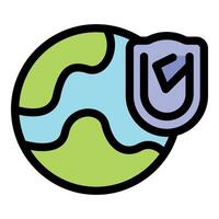 Earth protection shield showing verified security and safety vector