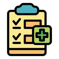 Adding medical information to checklist on clipboard representing healthcare management vector