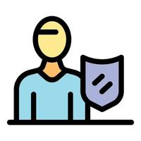 Person protecting personal data with shield, privacy and security concept vector