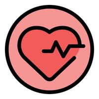 Red heartbeat icon representing healthcare and cardiology in circular frame vector