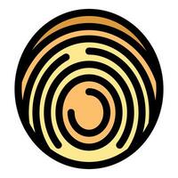 Round fingerprint showing concentric circles forming unique pattern for identity verification vector