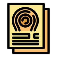 Fingerprint with spiral pattern on document representing personal identification vector