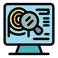 Marketing research showing target and magnifying glass on computer screen vector