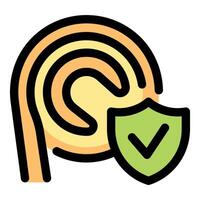 Fingerprint with check mark shield guaranteeing security and protection vector