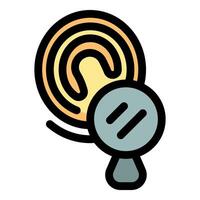 Fingerprint and magnifying glass icon representing biometric security check vector