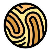 Round planet icon with abstract surface pattern showing colorful wavy lines vector