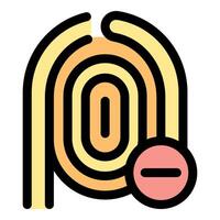Fingerprint with minus sign representing removing access or deleting data vector