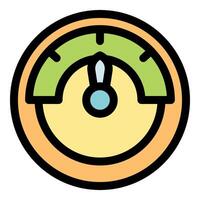 Speedometer showing optimum performance with green indicator vector