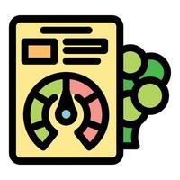 Broccoli growing stage showing on measurement device icon vector