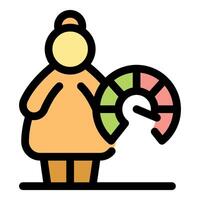 Senior woman checking cholesterol level with meter indicator, health and medical concept vector