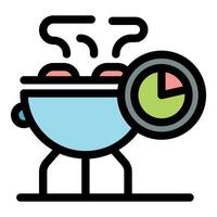 Cooking time clock showing food preparation progress and cooking time vector