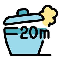 Pot steaming with a 20 minutes timer set, perfect cooking time vector