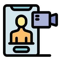 Smartphone recording of person icon representing call and online meeting vector