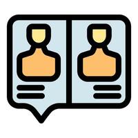 Online chatting with two people sharing information and communicating vector
