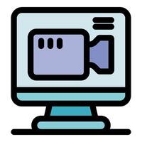 conference streaming live on computer monitor vector