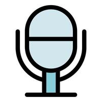 Podcast microphone broadcasting audio news report interview vector