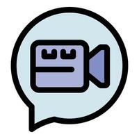 camera icon inside speech bubble symbolizing chatting vector
