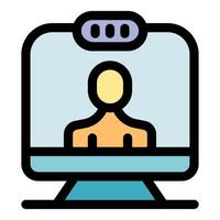 call on computer screen showing person communicating online vector