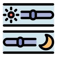 Day and night mode switch setting showing sun and moon icons vector