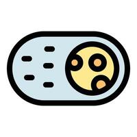 Moon rotating switch button with dashes and yellow planet design vector