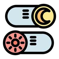 Day and night mode switch toggle showing sun and moon icons vector