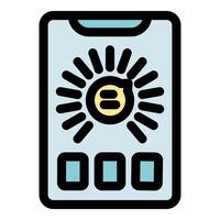 Smartphone showing voice assistant loading on screen with three buttons below vector