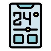 Smart home application showing temperature on smartphone screen vector