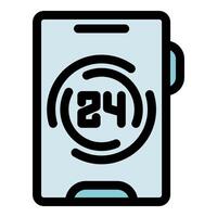 Smartphone showing 24 hours continuous service availability vector