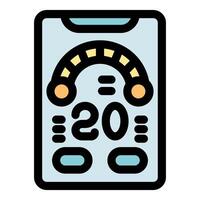 Smartphone showing internet speed test app with gauge and number 20 vector