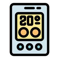 Electronic device displaying temperature and control buttons vector
