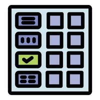 Modern control panel showing options and confirmation button vector
