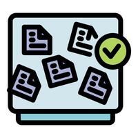 Completed task with checked documents on clipboard representing project management vector