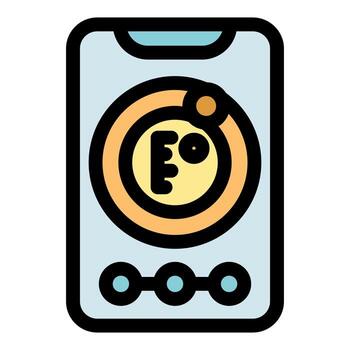 teléfono inteligente demostración Fahrenheit temperatura en pantalla con navegación botones vector