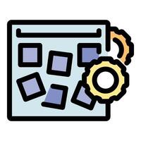 Website building process optimization with gears rotating, symbolizing efficiency vector
