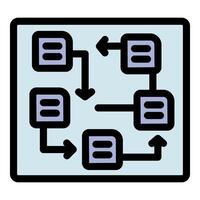 Algorithm flowchart with data blocks and arrows showing process vector