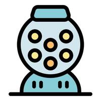 Lottery machine displaying six colorful balls generating random numbers vector