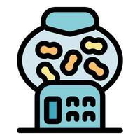 Peanut vending machine dispensing tasty snacks in glass bowl vector