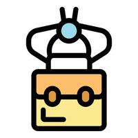 Drone delivering briefcase, autonomous air transportation of business documents vector