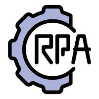 Robotic process automation rpa acronym inside gear symbolizing automated tasks vector