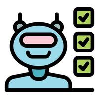 Smiling robot completing multiple tasks successfully vector