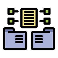 Data processing sharing information between folders and databases vector